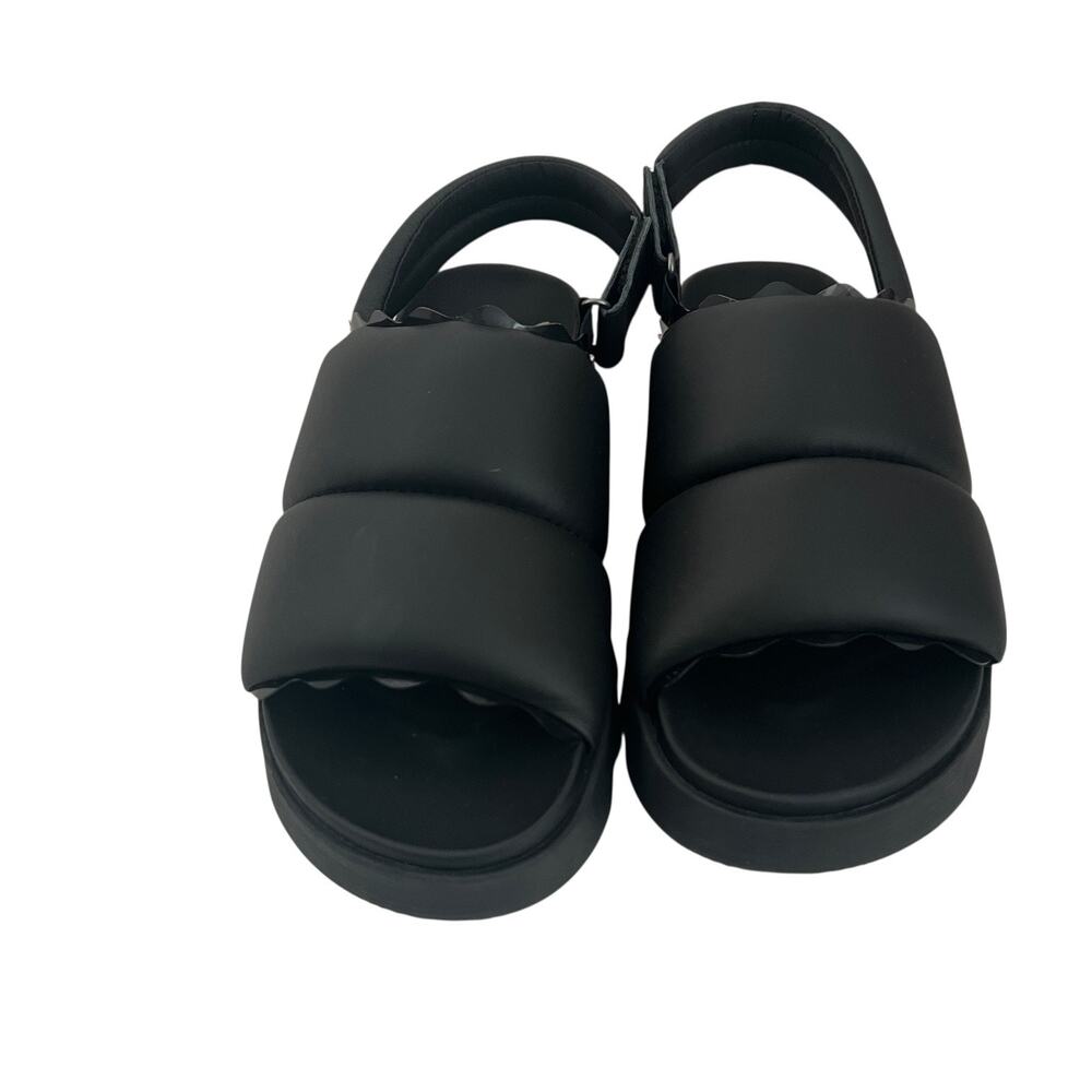 Sorel Viibe Slingback Flat Puffy Black Leather Sandals Size 11 - Picture 4 of 10
